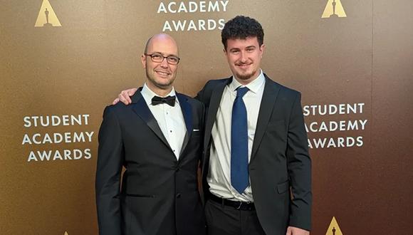 על השטיח האדום. מימין: מאיר לוינסון-בלונט ואורון כספי